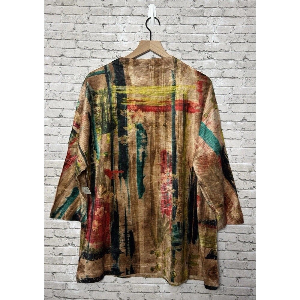Ali Miles Round Neck Tunic Top L Multicolor Chenille Knit Floral Abstract NWT - Picture 6 of 7